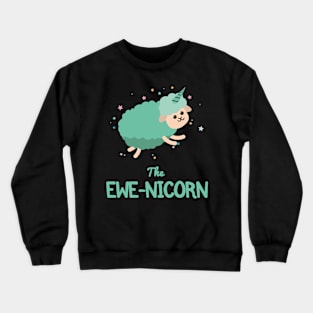 Cute Sheep Ewe Pun | Funny Unicorn Crewneck Sweatshirt